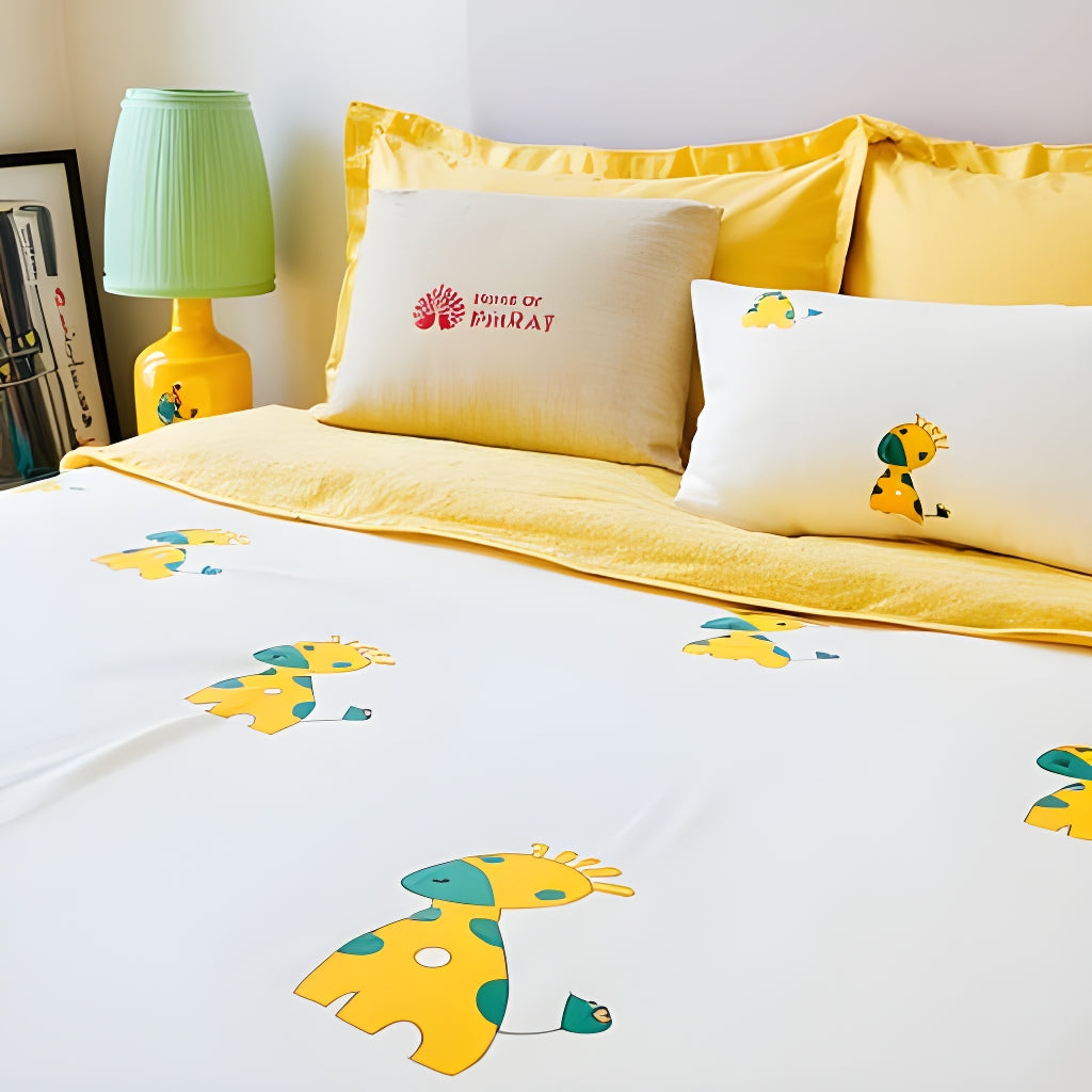 Handmade Block Printed Bedsheet (Giraffe)